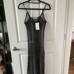 12th Tribe Winnie Black Crochet Maxi Dress
